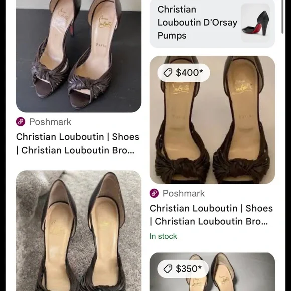 Christian Louboutin Brown Strappy Knot D'Orsay Stiletto Heels 37.5 - Picture 6 of 7